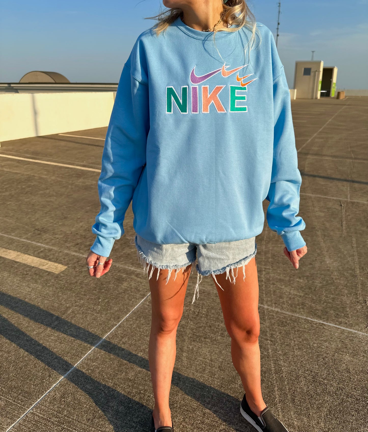 Tri Colored Swoosh Crew