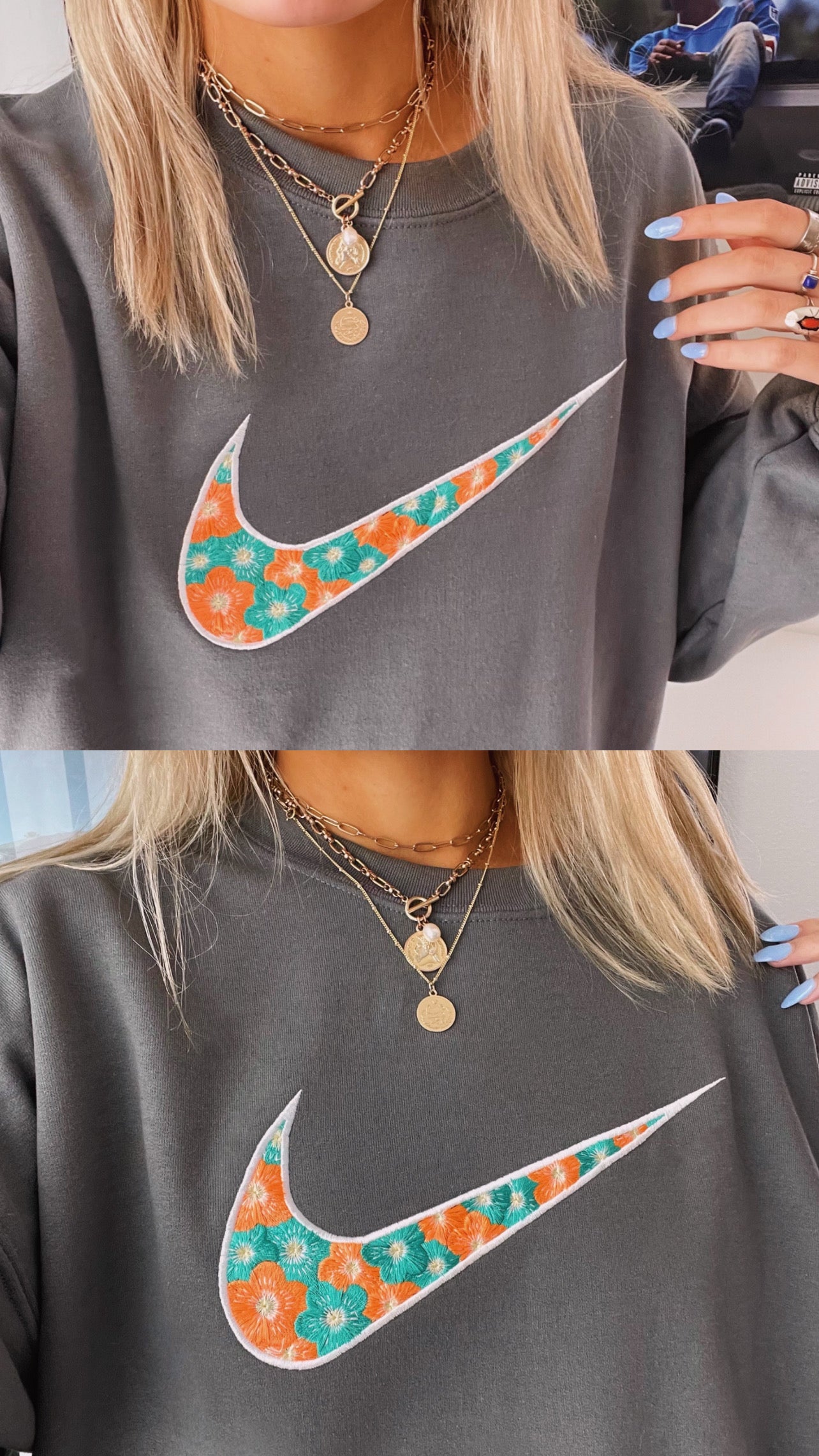 Floral Swoosh Crew