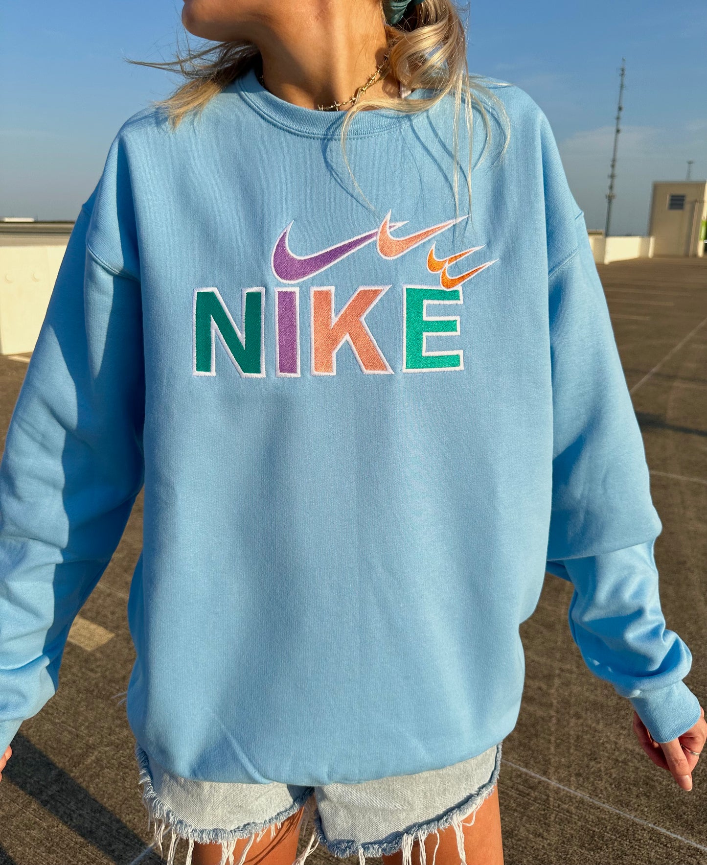 Tri Colored Swoosh Crew