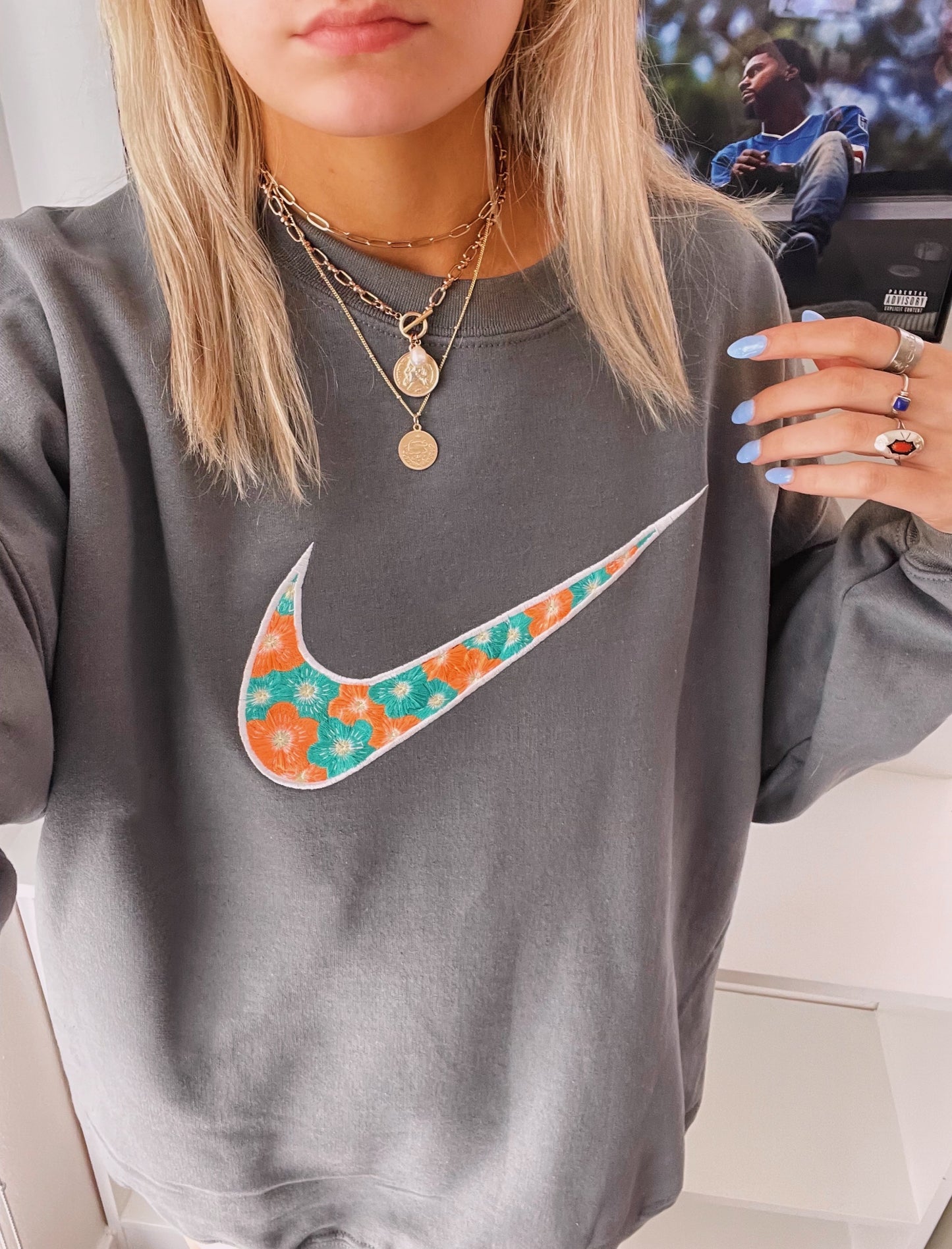 Floral Swoosh Crew
